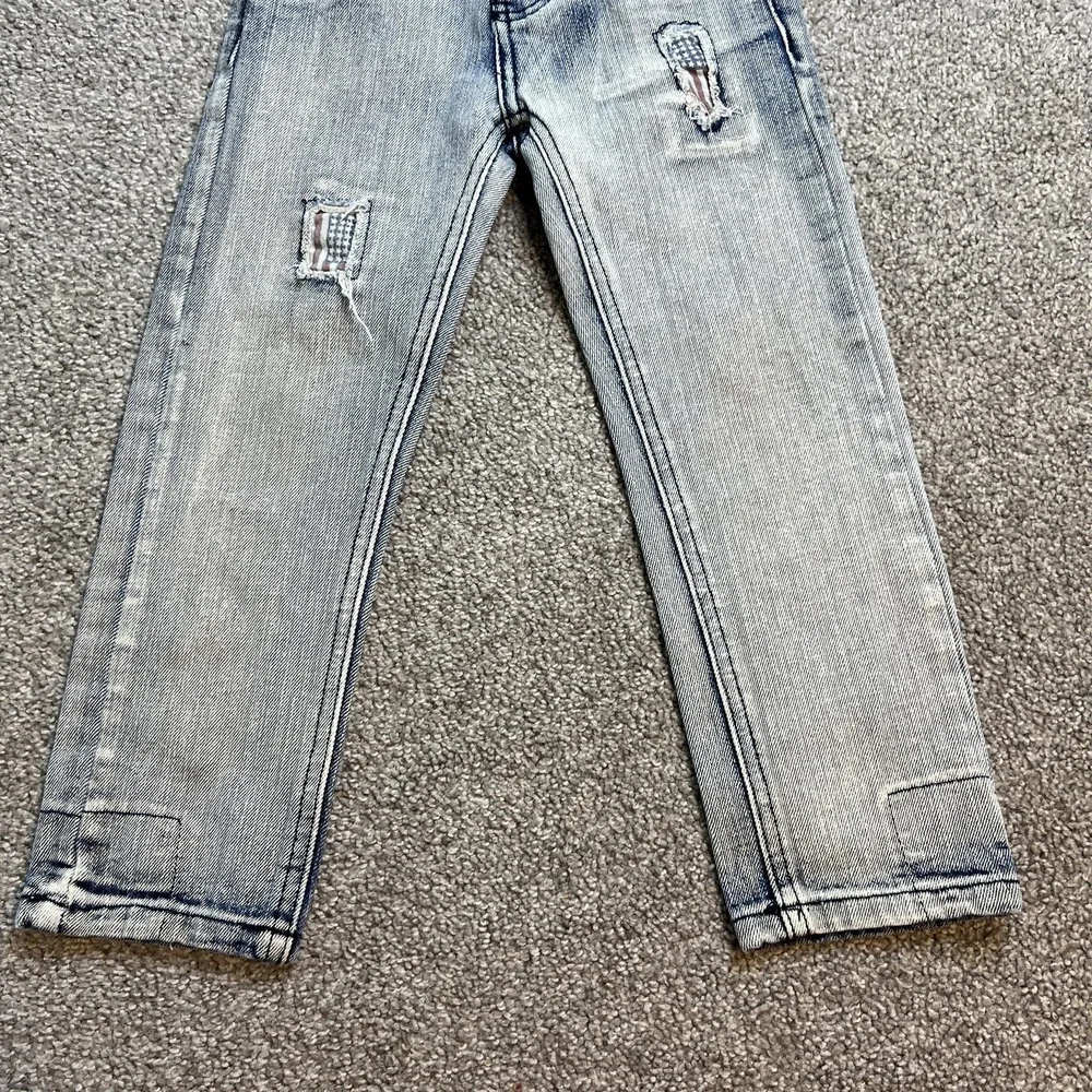 Vintage & Denim Jeans Boys 4 Light‎ Wash Distressed American Flag Patch Straight